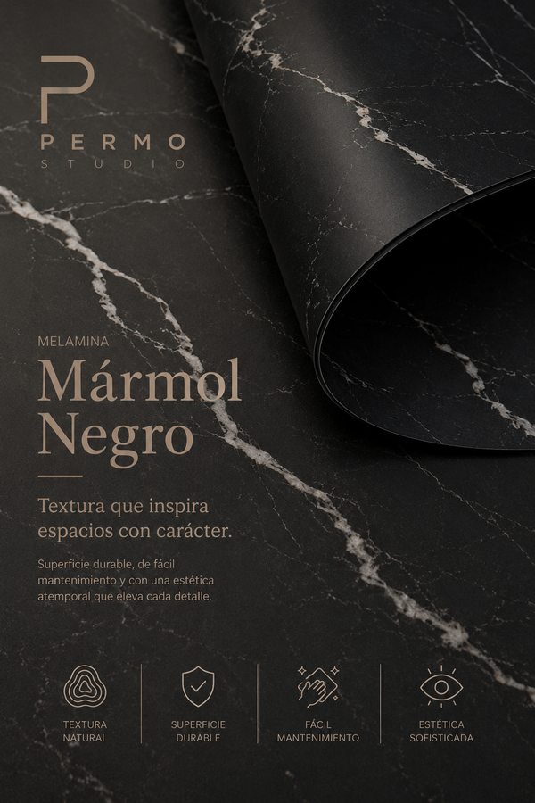 Melamina marmol negro — materiales DIPER